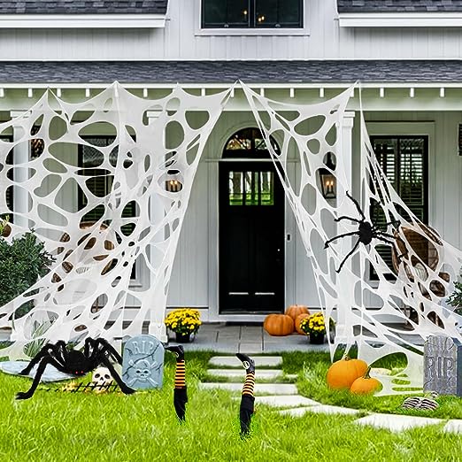 Stretchable Giant Spider Webs Stretchy Beef Netting Spider Webbing for Halloween Decoration Outdoor Indoor Yard