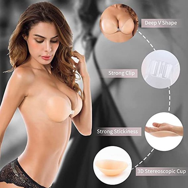 Adhesive invisible gathering bras