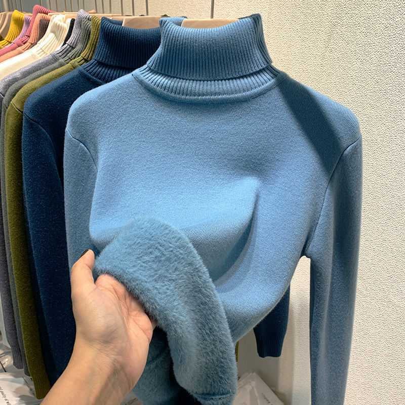 winter fleece thick knitted bottoming shirt