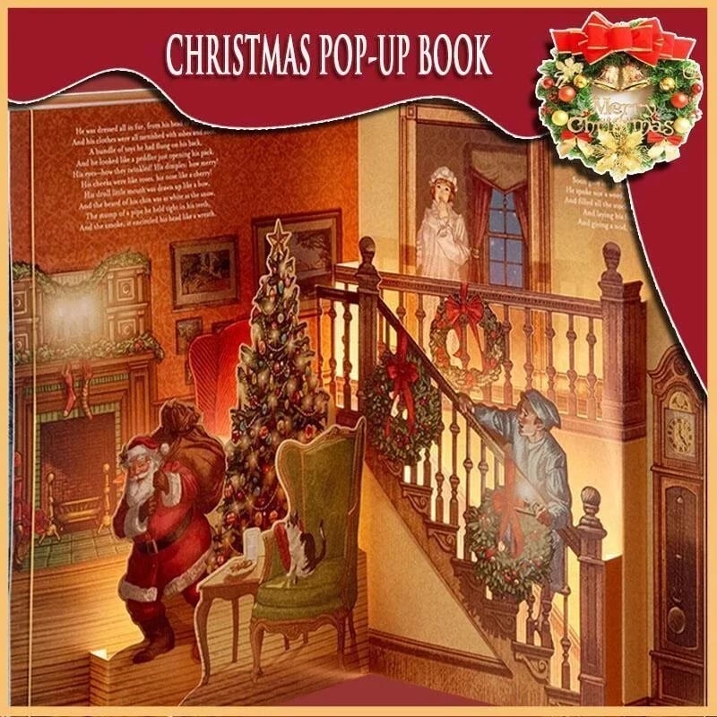 🎁2023 Best Christmas Gifts For Kids-Night Before Christmas Pop-Up Book(Light & Sound)