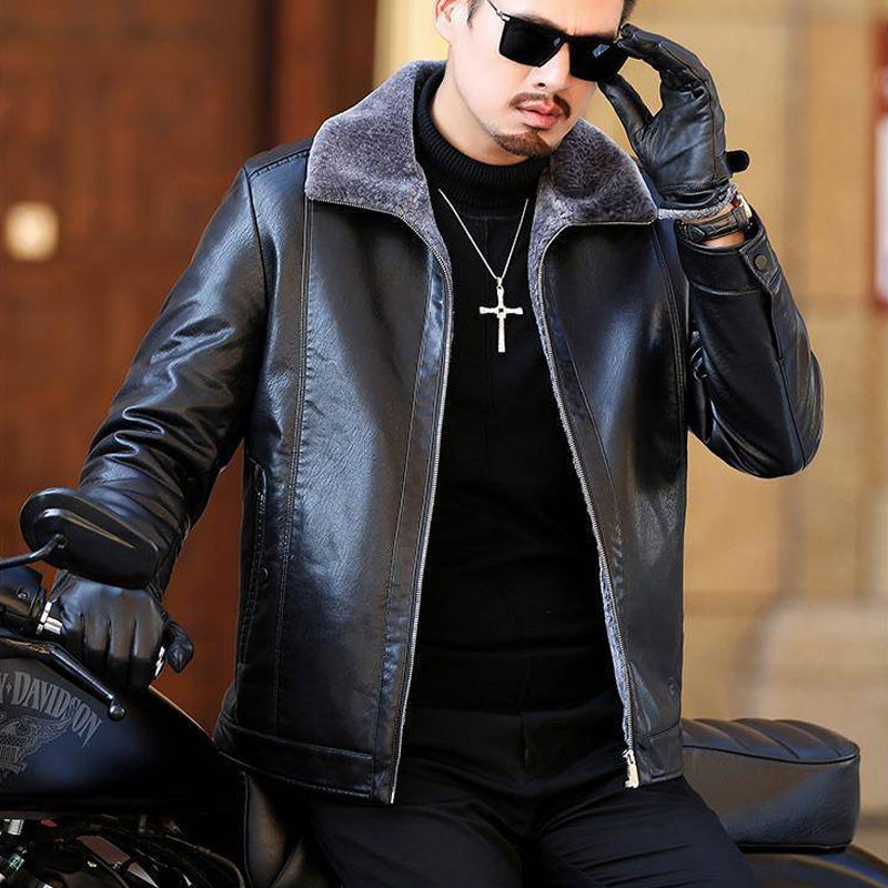 [Winter Gift] Men's Faux Fleece Lined Leather Warm Jacket