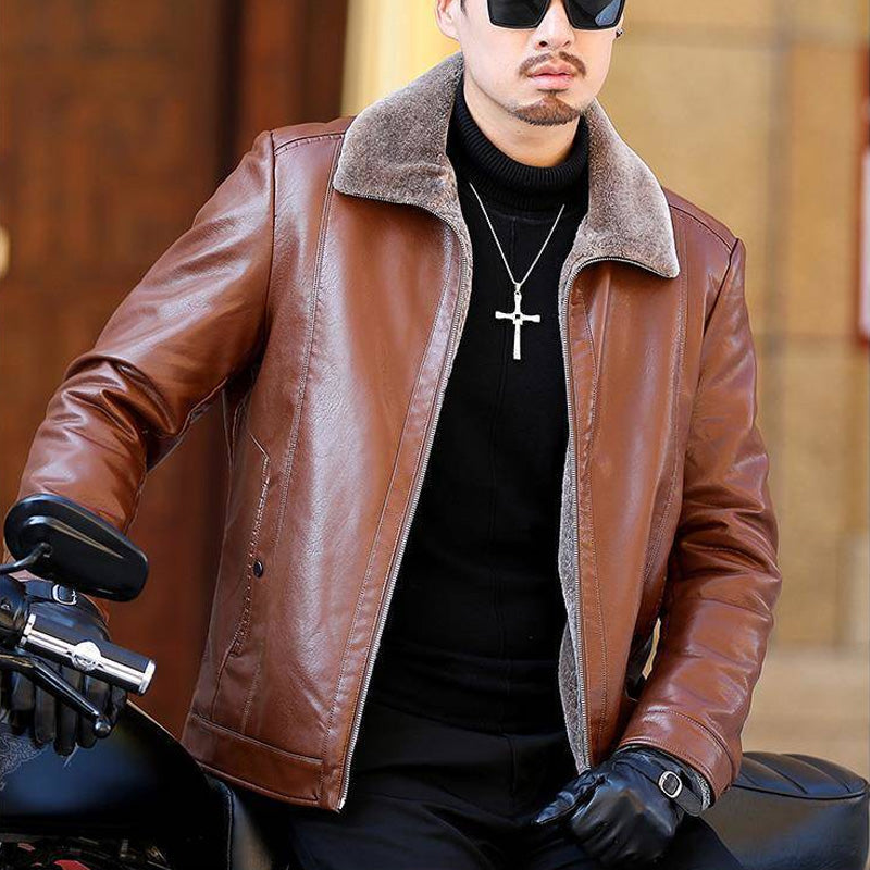 [Winter Gift] Men's Faux Fleece Lined Leather Warm Jacket