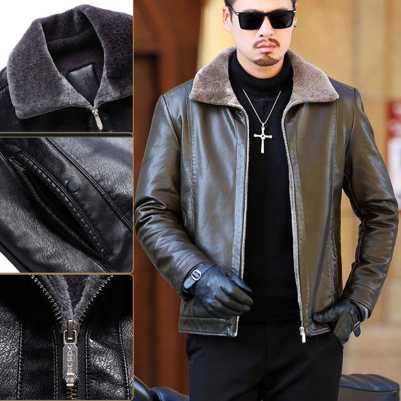 [Winter Gift] Men's Faux Fleece Lined Leather Warm Jacket